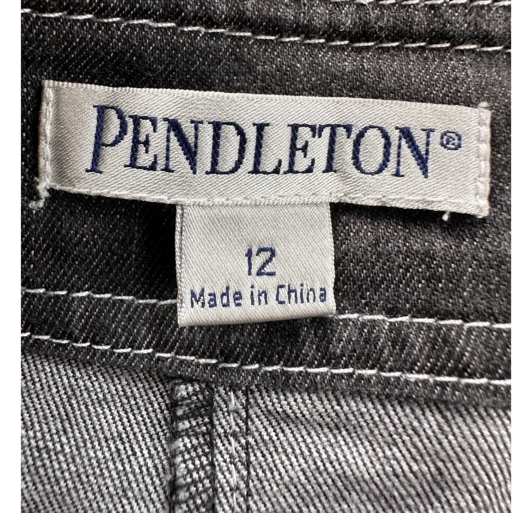 Pendleton Denim Bermuda Shorts Womens‎ 12 Gray High Rise Long Inseam Excellent